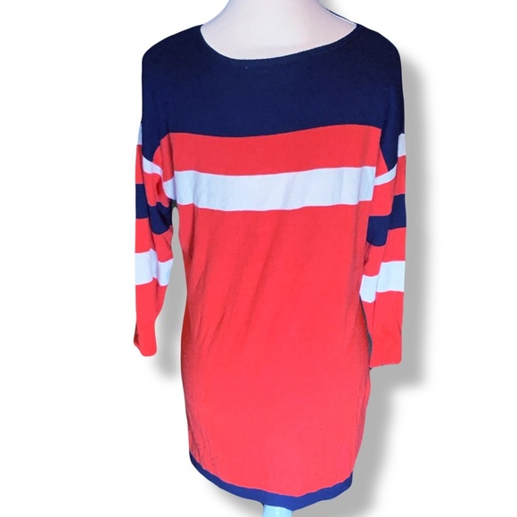 Orly Sweater 100% Cotton pockets Boat Yacht Red White and Blue Chic Pullover Y2K - Picture 9 of 9